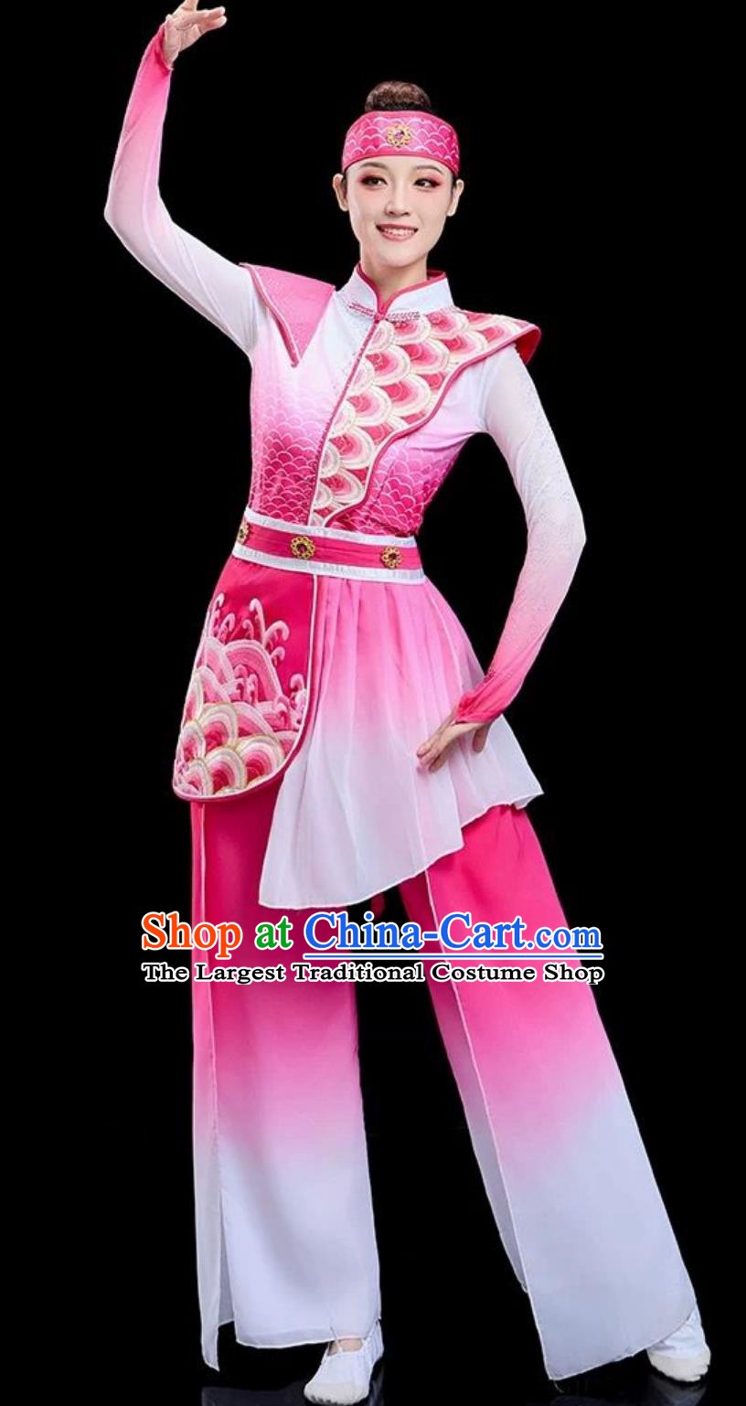 Chinese Classic Dance Costume Northern Shaanxi Yangko Dance Pink Outfit Elegant Fan Dance Performance Clothing