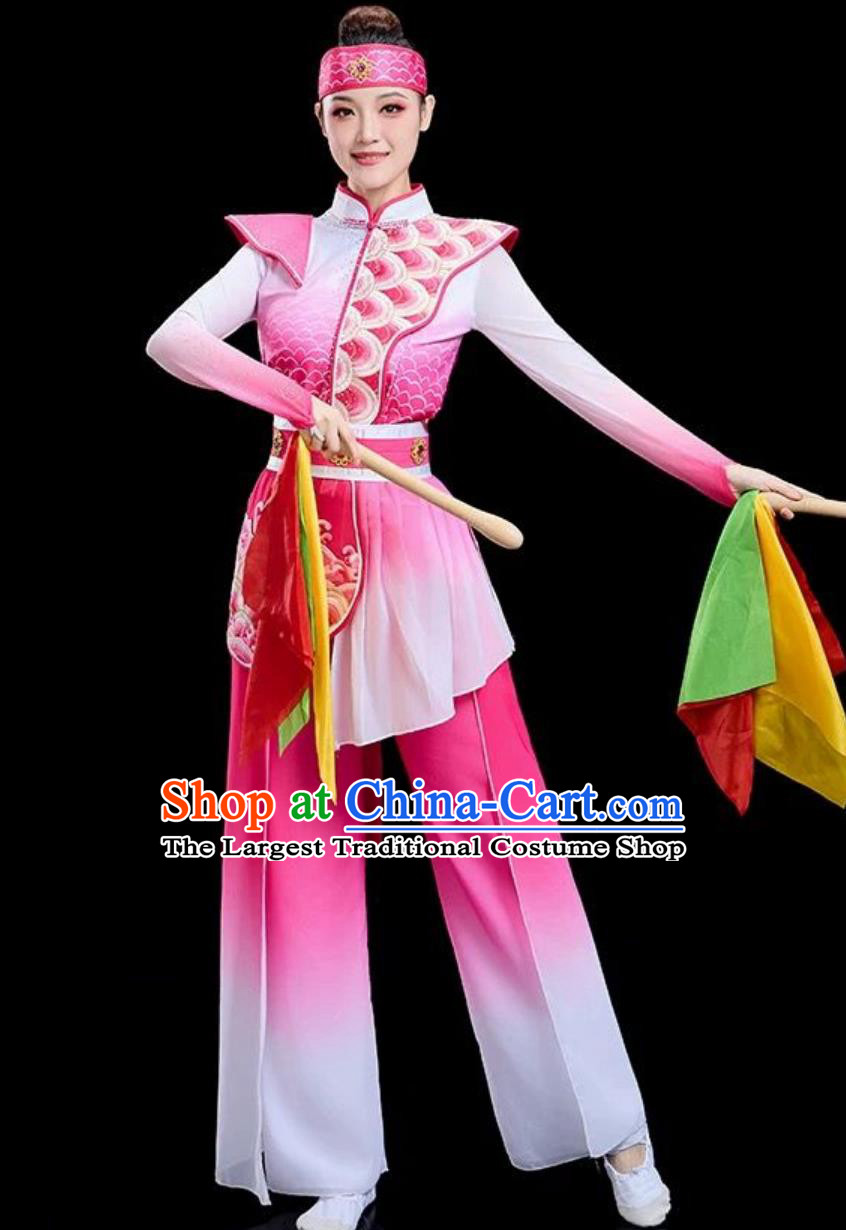 Chinese Classic Dance Costume Northern Shaanxi Yangko Dance Pink Outfit Elegant Fan Dance Performance Clothing