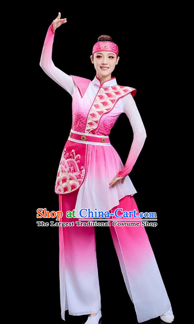 Chinese Classic Dance Costume Northern Shaanxi Yangko Dance Pink Outfit Elegant Fan Dance Performance Clothing