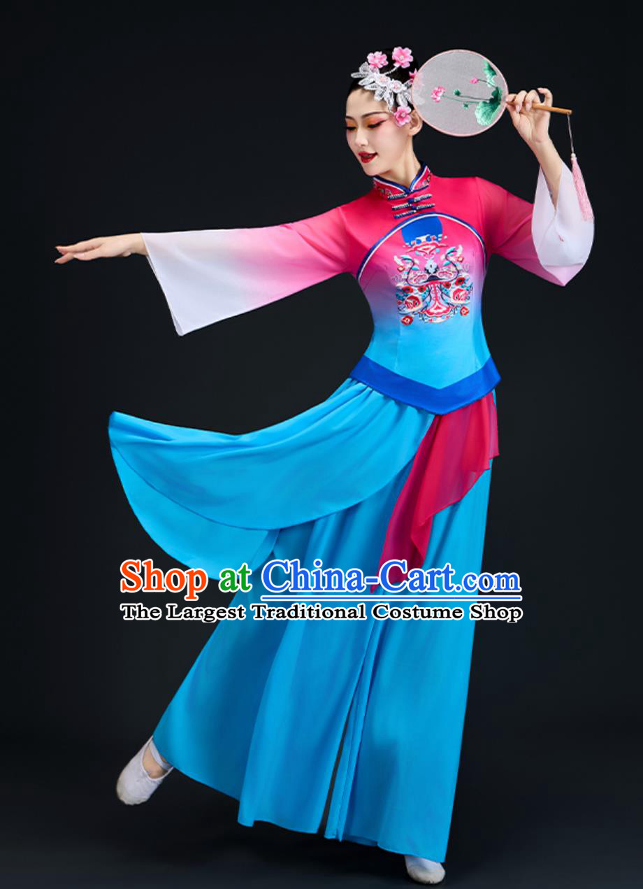 Northern Shaanxi Yulin Yangko Costume Yangge Dance Clothing Women Fan Umbrella Performance Outfit
