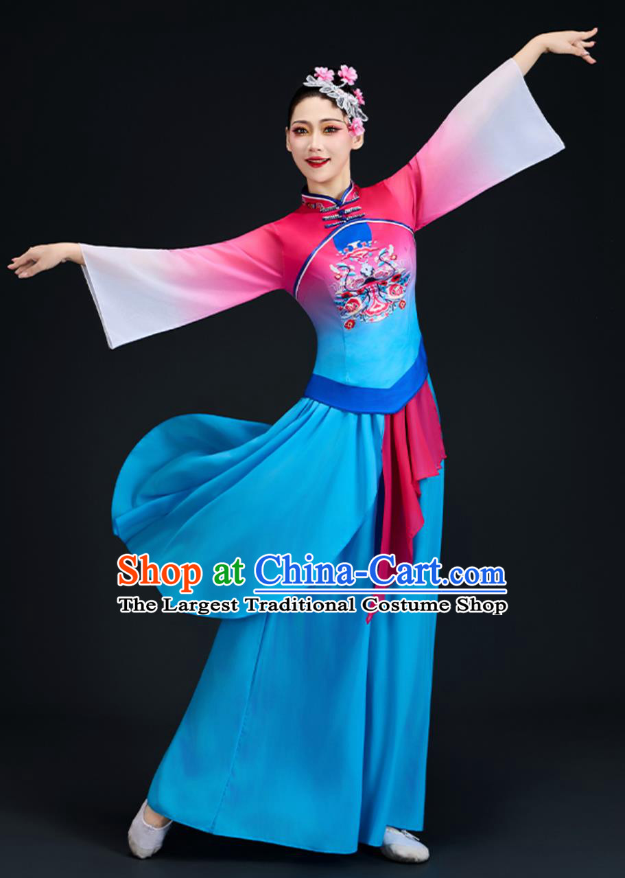 Northern Shaanxi Yulin Yangko Costume Yangge Dance Clothing Women Fan Umbrella Performance Outfit