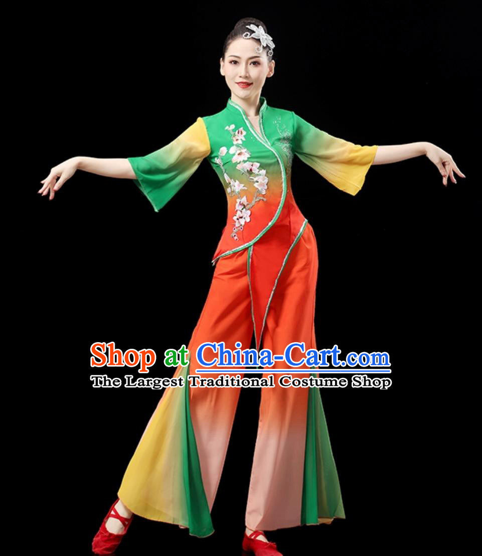 Jiaozhou Yangko Dance Performance Costume Women Group Dance Clothing Chinese Fan Dance Outfit