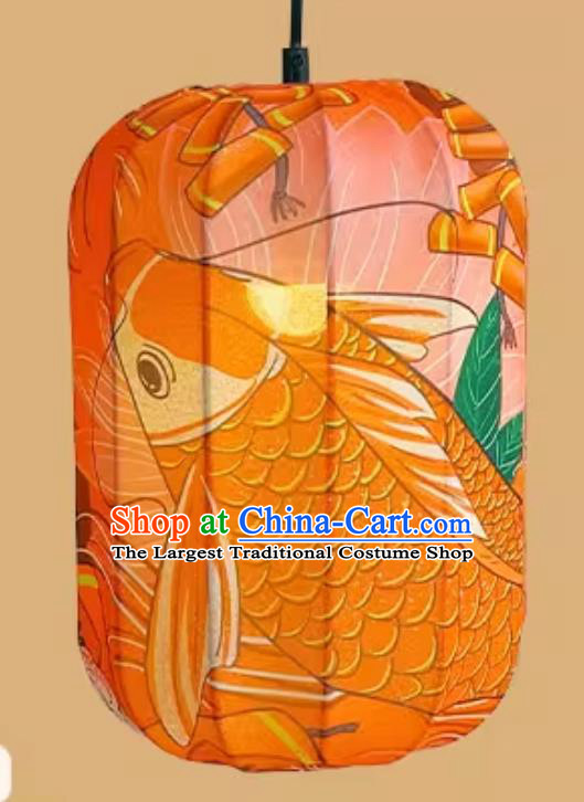 Chinese Style Lantern Waterproof Pendant Lantern Printed Red Koi Lamp