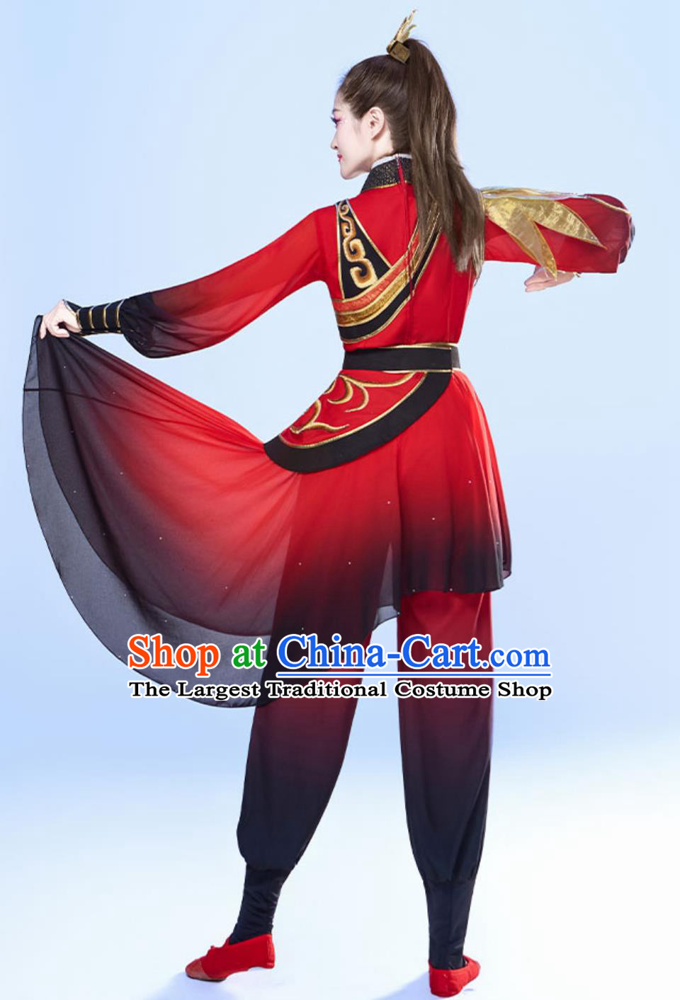 Chinese Style Drum Performance Costume Women Festive Powerful Folk Dance Outfit