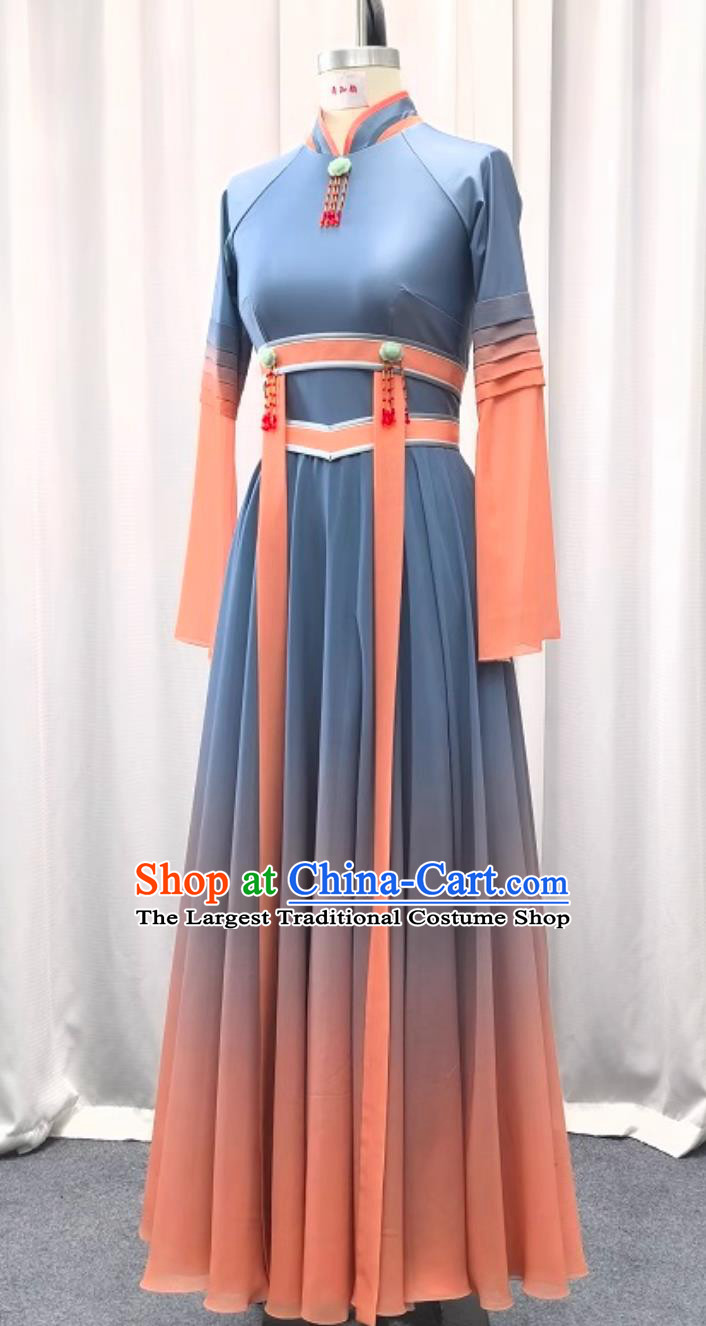 Mongolian Dance Costume Women Chinese Ethnic Style Classic Dance Dress Stage Performance Clothing
