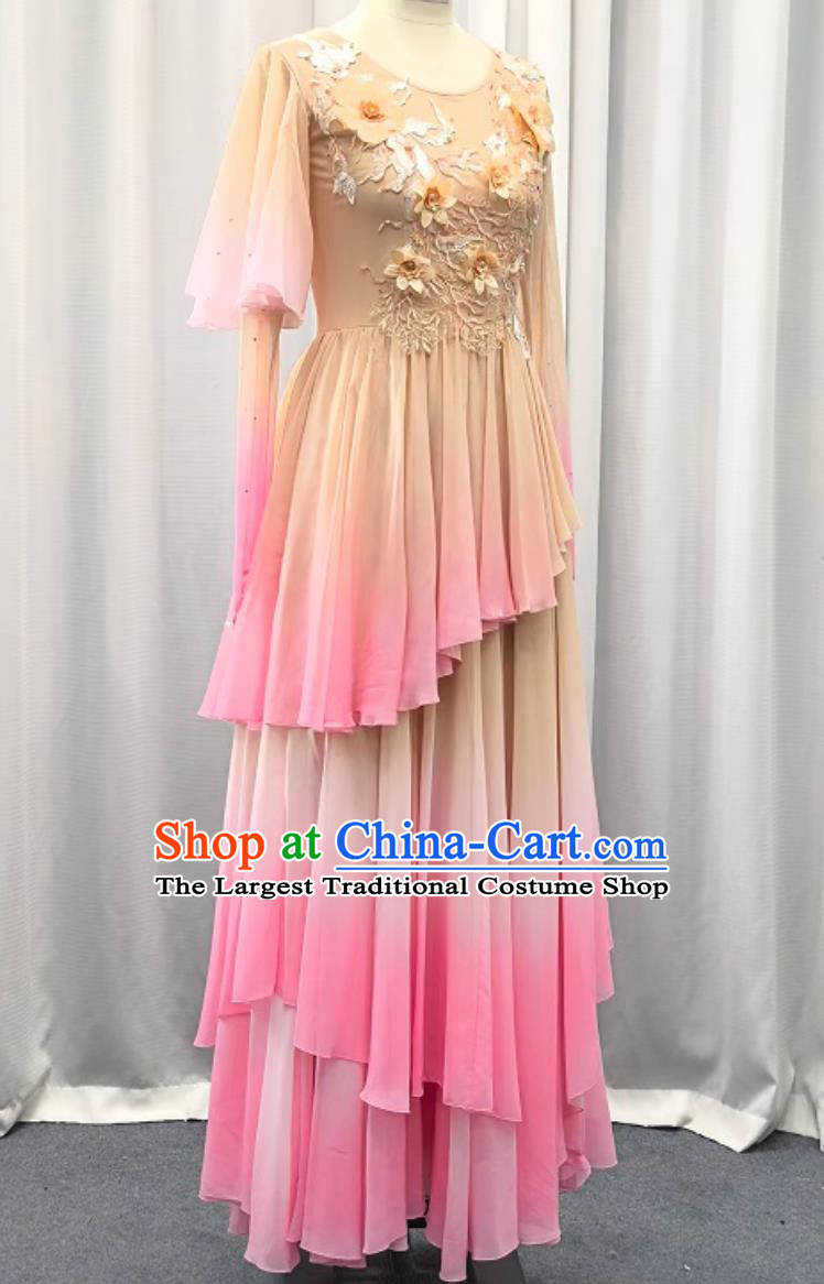 Chinese Classic Dance Performance Costume Women Pink Zui Qing Bo Dance Clothing Han Tang Dance Dress