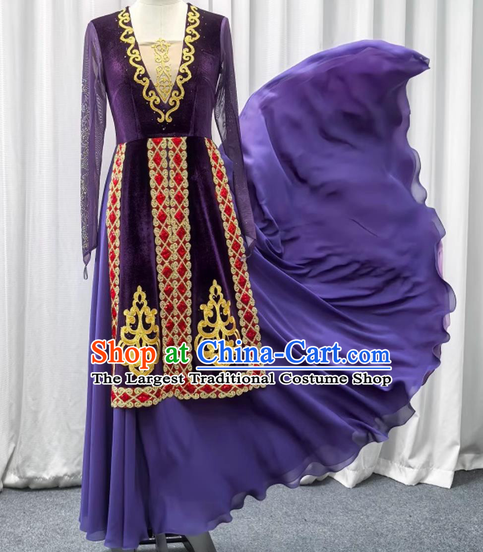 Xinjiang Dance Costume Women Uyghur Ethnic Minority Dance Large Swing Dress