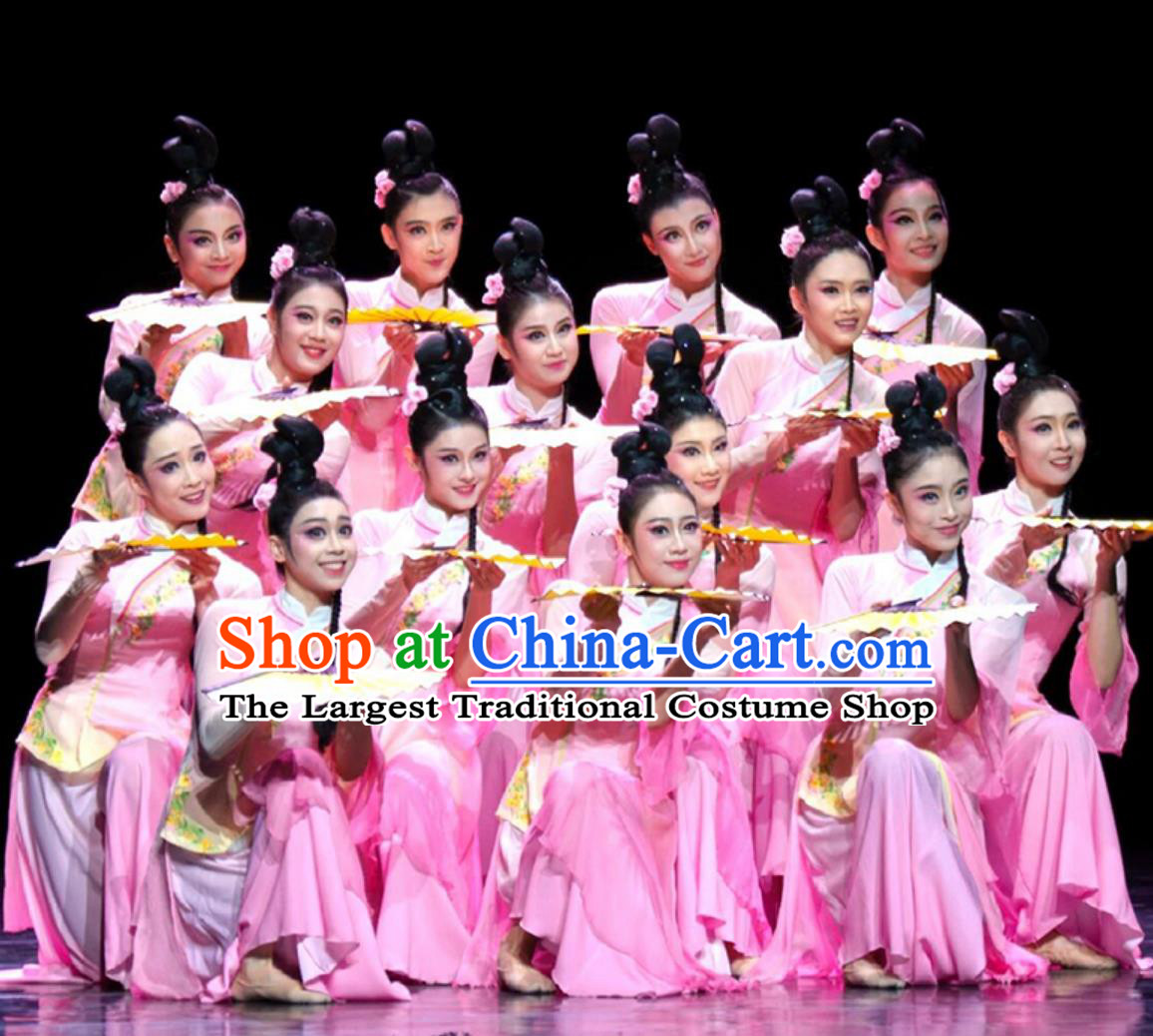 Classic Dance Zui Chun Feng Costume Women Elegant Fan Dance Yangko Clothing Square Dance Pink Outfit