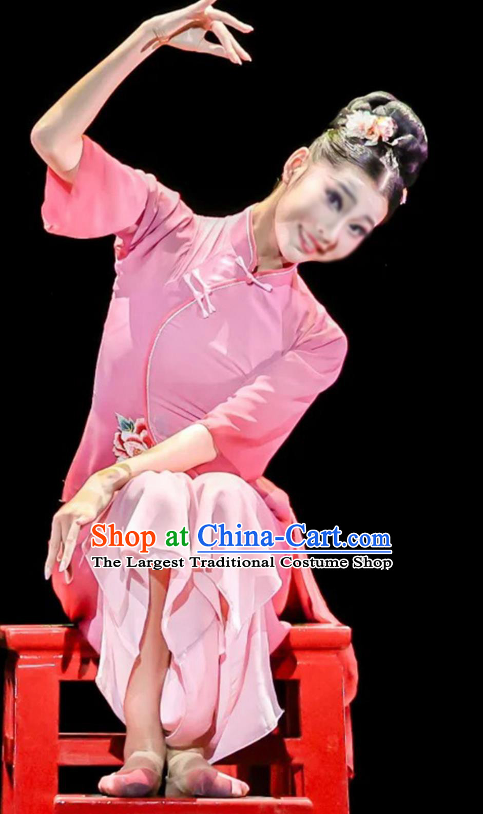 Women Elegant Fan Dance Yangko Clothing Chinese Yangge Dance Pink Outfit Classic Dance Fang Hua Costume