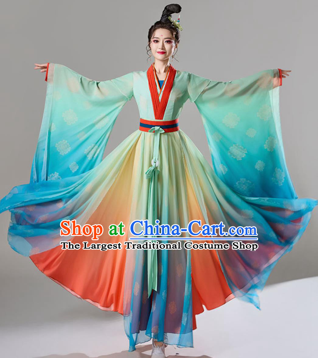 Han Tang Classic Dance Costume Women Elegant Performance Wide Sleeve Dress Ancient Chinese Hanfu