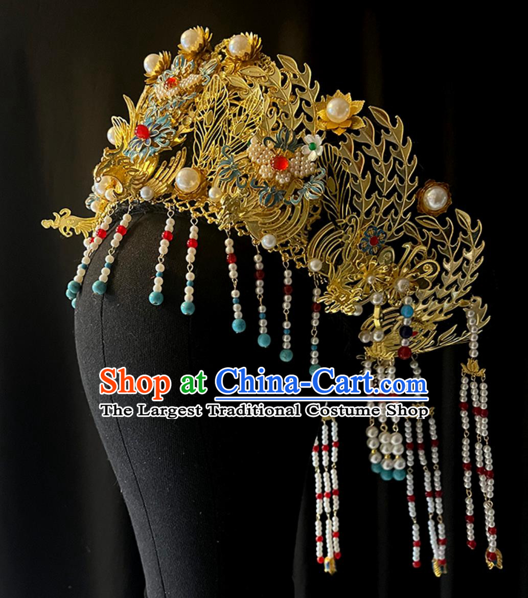 Golden Dianzi Hat Qing Dynasty Palace Woman Headwear Ancient Chinese Court Empress Headgear