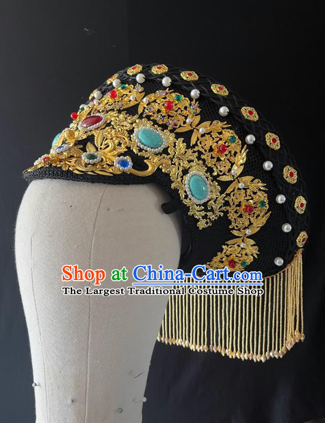 Ancient Chinese Court Empress Crown Handmade Manchu Dianzi Headdress Qing Dynasty Imperial Consort Hat