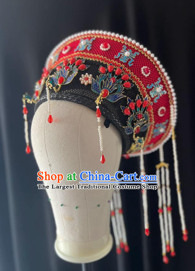 Qing Dynasty Imperial Consort Hat Ancient Chinese Empress Crown Handmade Manchu Wedding Dianzi Headdress