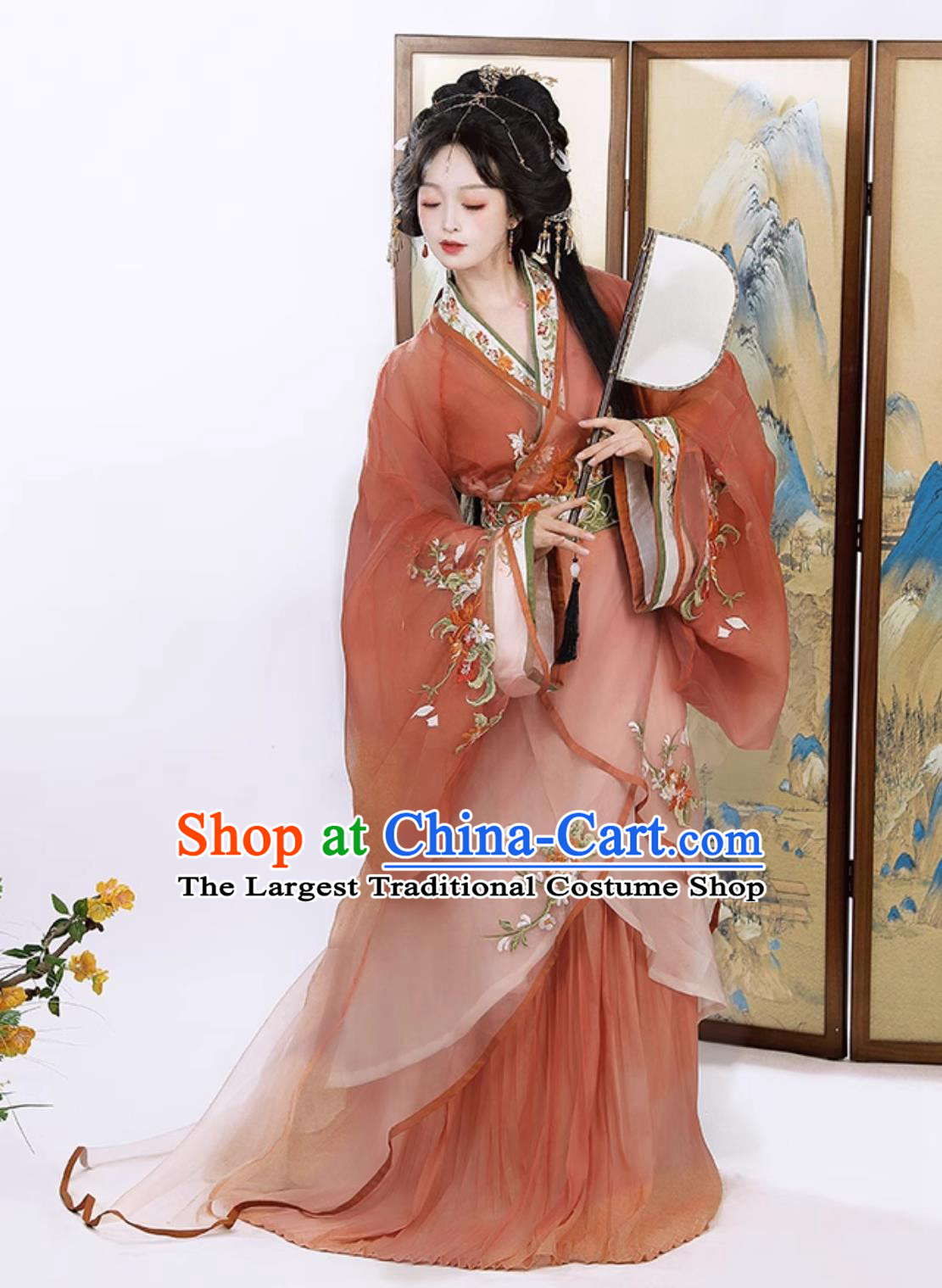 Hanfu Warring States Robe Ancient Chinese Costume Traditional Wide Sleeve Jiao Ling and Skirt