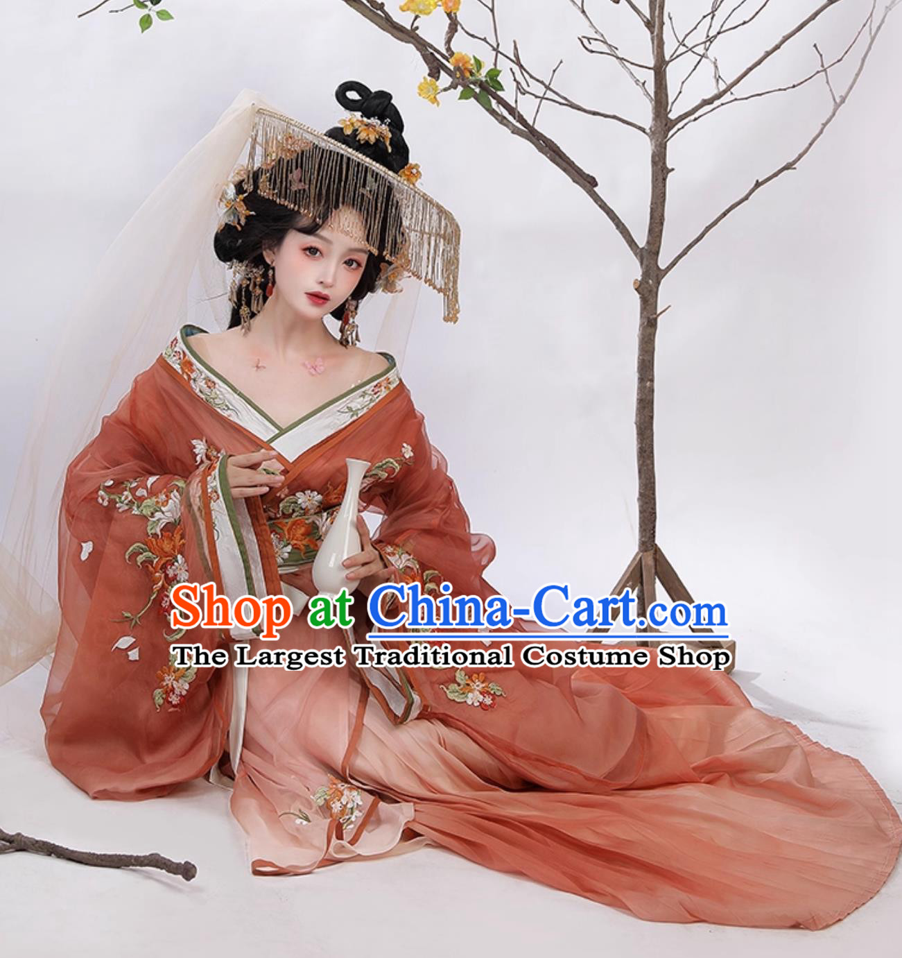 Hanfu Warring States Robe Ancient Chinese Costume Traditional Wide Sleeve Jiao Ling and Skirt