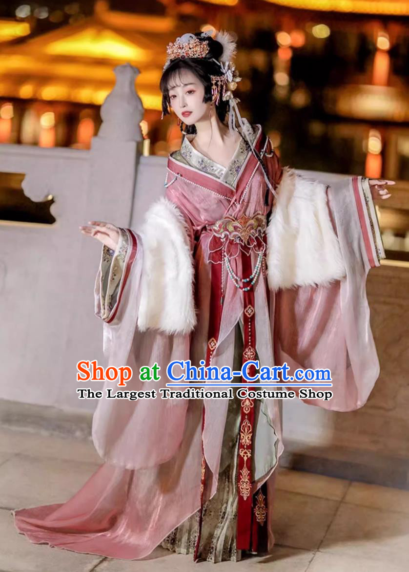 Chinese Traditional Clothing Wei Jin Southern And Northern Dynasties Princess Jiaoling Costumes Pink Hanfu Warring States Robe