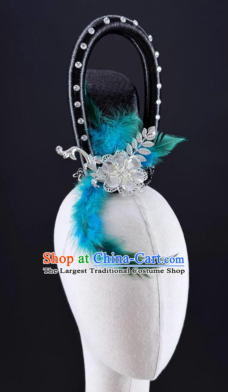 Classical Dance Night At The Museum Headdress Women Group Dance Stage Performance Feather Hair Accessory