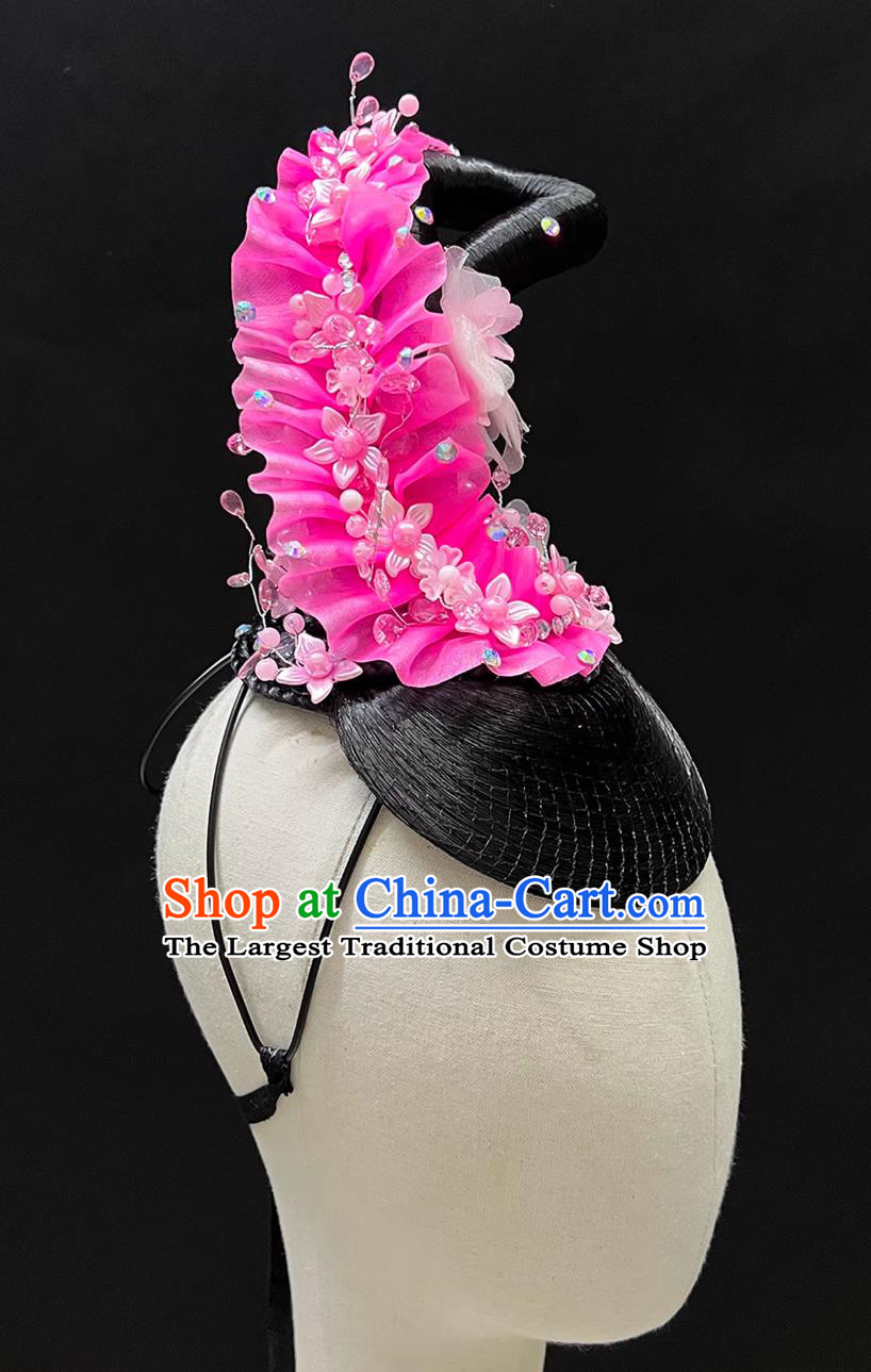 Classical Dance Peach Blossom Headdress By The Water Pink Flower Headpiece Chinese Performance Show Headwear