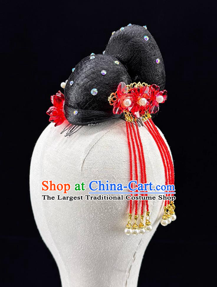 Classical Dance Headdress Chinese Stage Performance Solo Dance Wig Children Hair Accessory