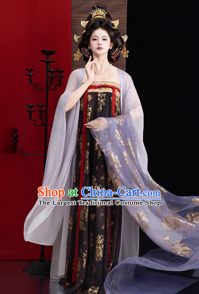 Traditional Hanfu Ancient Chinese Court Empress Costumes Tang Dynasty Slim Ruqun Large Sleeve Gown Complete Set