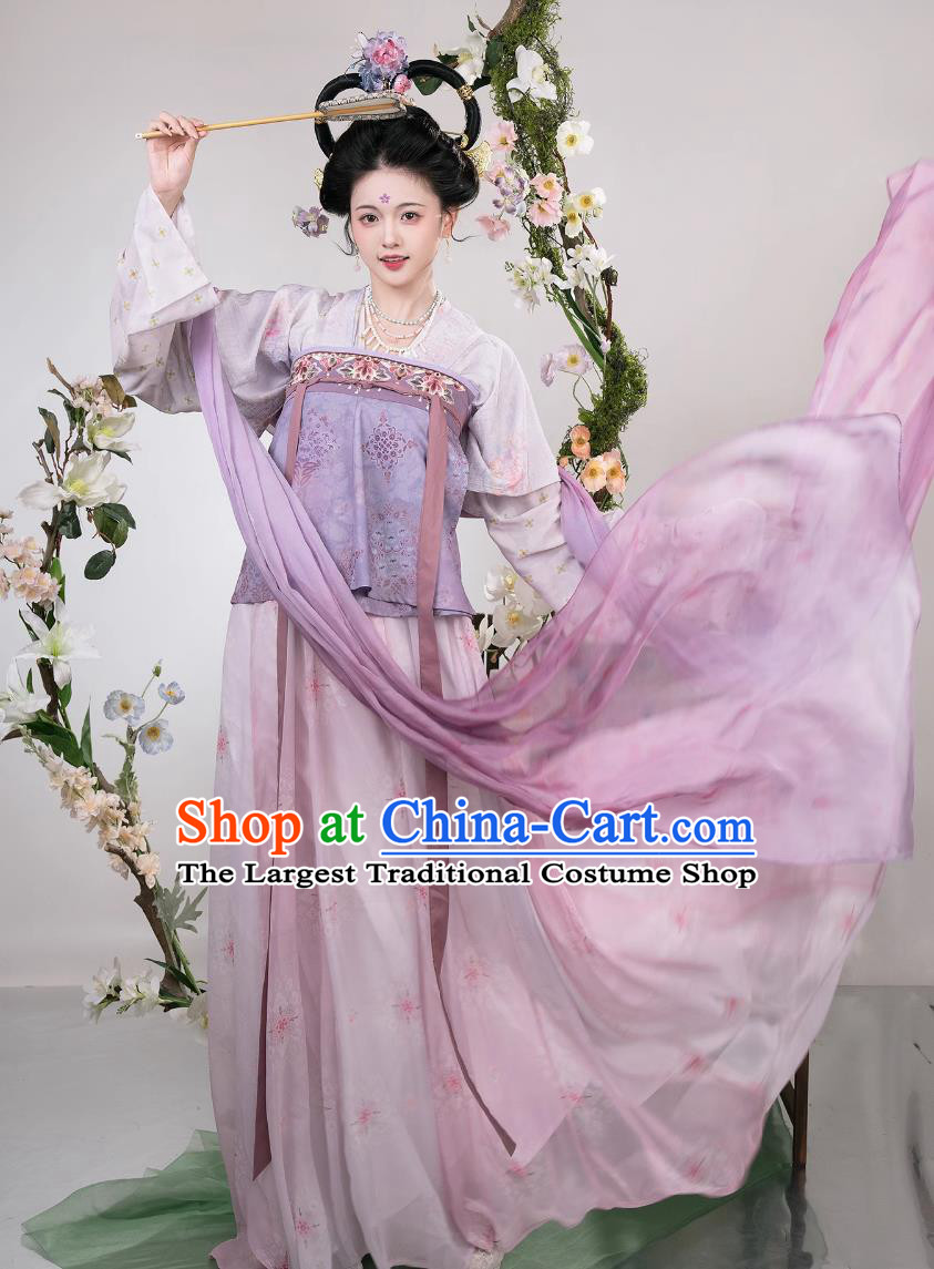Traditional Tang Dynasty Ruqun Ancient Chinese Royal Princess Costumes Purple Hanfu Dress