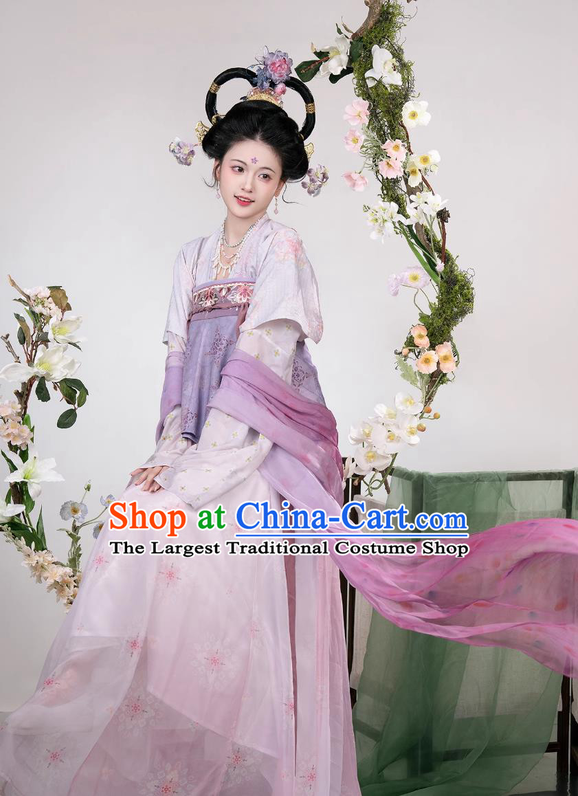 Traditional Tang Dynasty Ruqun Ancient Chinese Royal Princess Costumes Purple Hanfu Dress