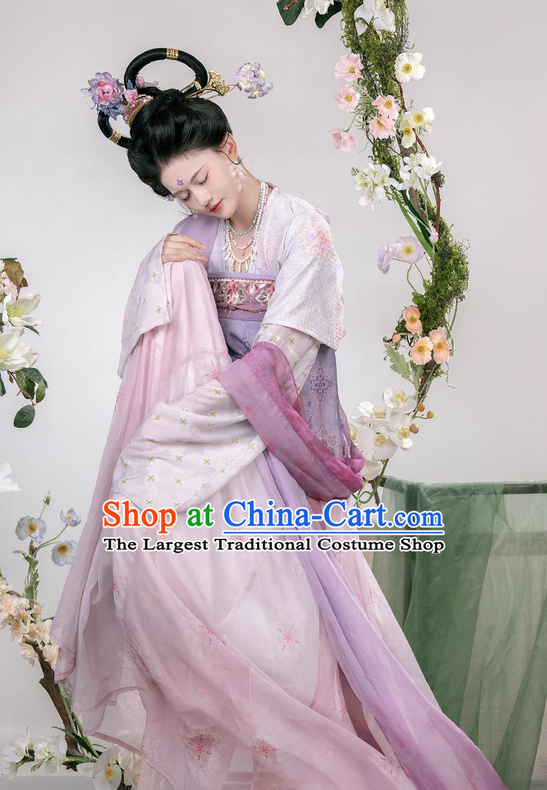 Traditional Tang Dynasty Ruqun Ancient Chinese Royal Princess Costumes Purple Hanfu Dress