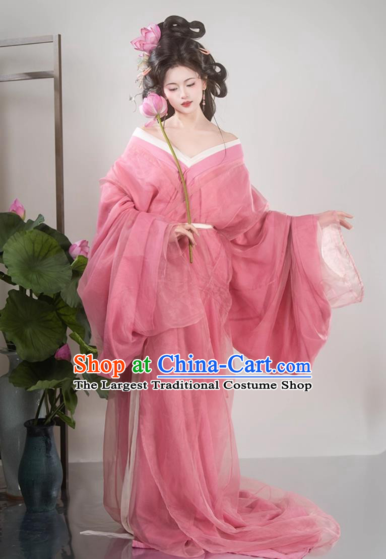 Traditional Hanfu Warring States Robe Ancient Chinese Court Princess Costumes Pink Fairy Dress