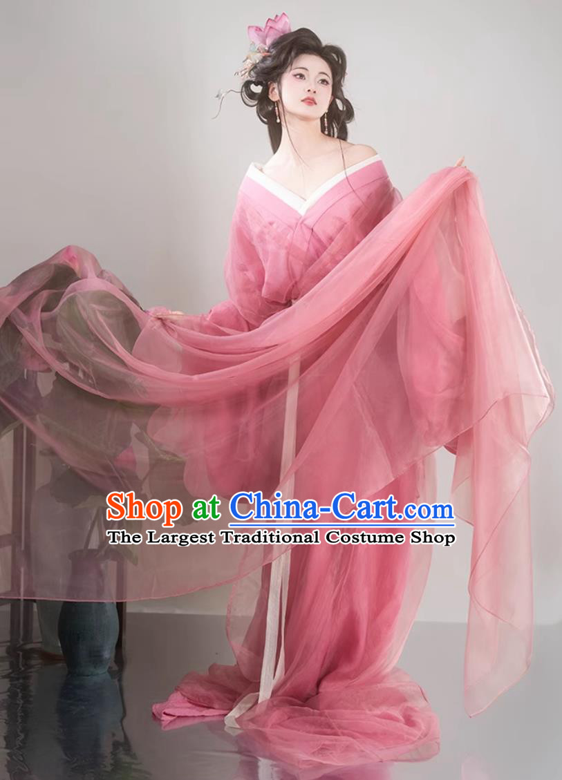 Traditional Hanfu Warring States Robe Ancient Chinese Court Princess Costumes Pink Fairy Dress