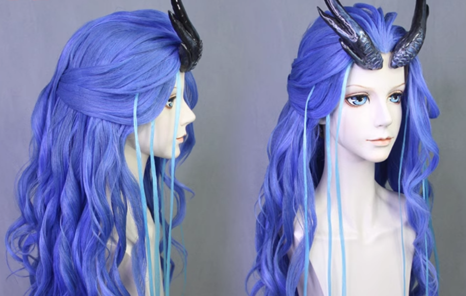 Chinese Nezha Warframe Dragon King Ao Run China Ne Zha Movie Dragon Princess Ao Run Ne Zha Sifu Aorun Wig and Dragon Horns