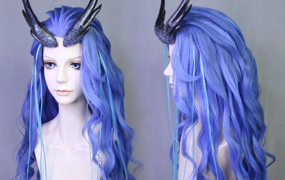 Chinese Nezha Warframe Dragon King Ao Run China Ne Zha Movie Dragon Princess Ao Run Ne Zha Sifu Aorun Wig and Dragon Horns