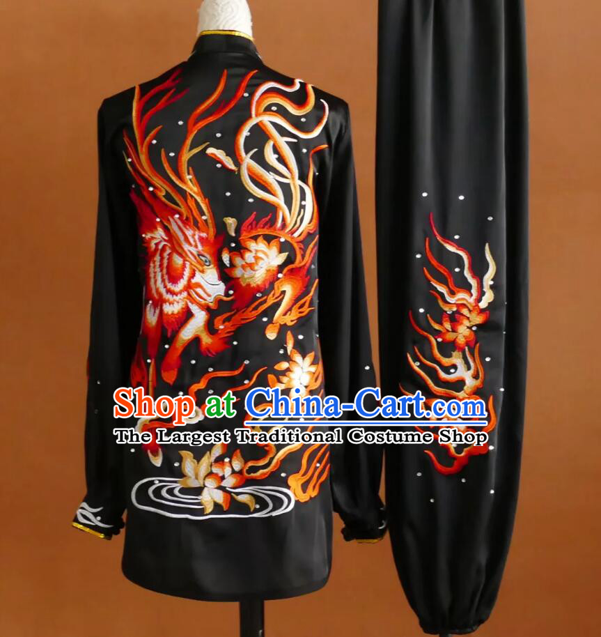 Chinese Taijiquan Suit Ba Duan Jin Training Uniform Martial Art Competition Clothing Top Lotus Embroidery Tai Chi Costume
