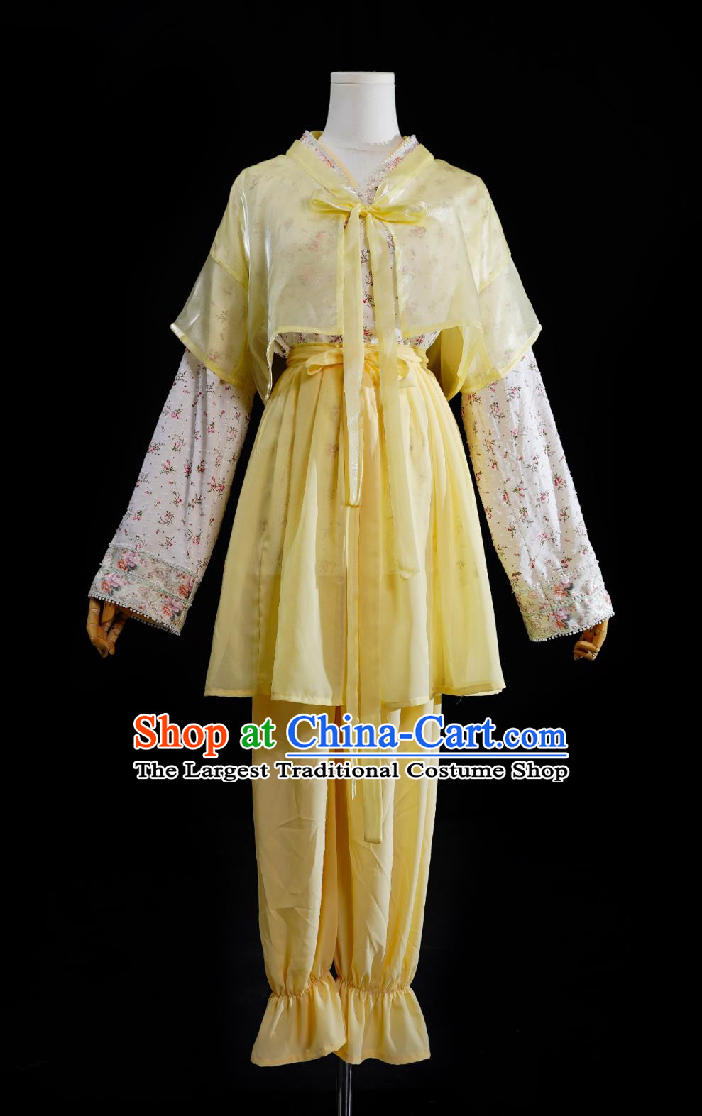 Chinese TV Series Return Of The Condor Heroes Guo Xiang Replica Costume Ancient China Swordswoman Light Yellow Dress