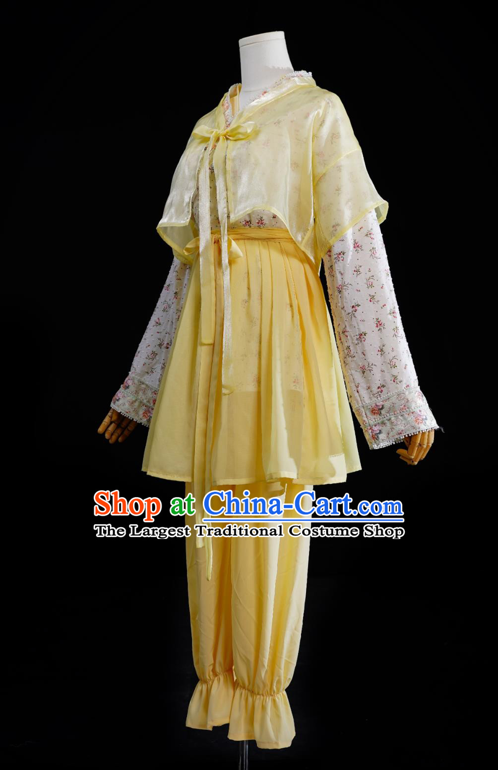 Chinese TV Series Return Of The Condor Heroes Guo Xiang Replica Costume Ancient China Swordswoman Light Yellow Dress