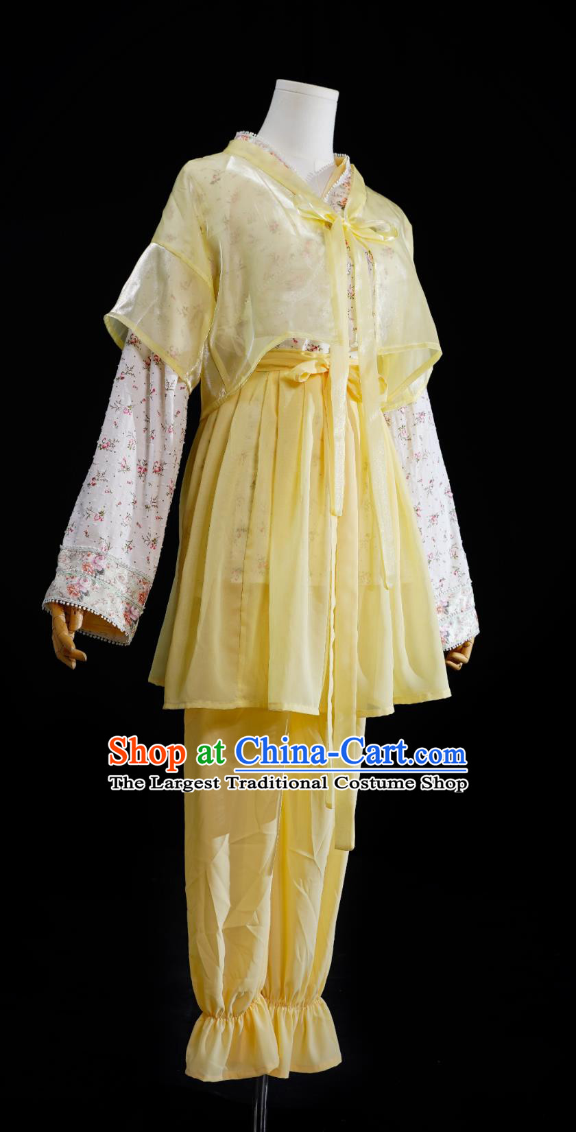 Chinese TV Series Return Of The Condor Heroes Guo Xiang Replica Costume Ancient China Swordswoman Light Yellow Dress