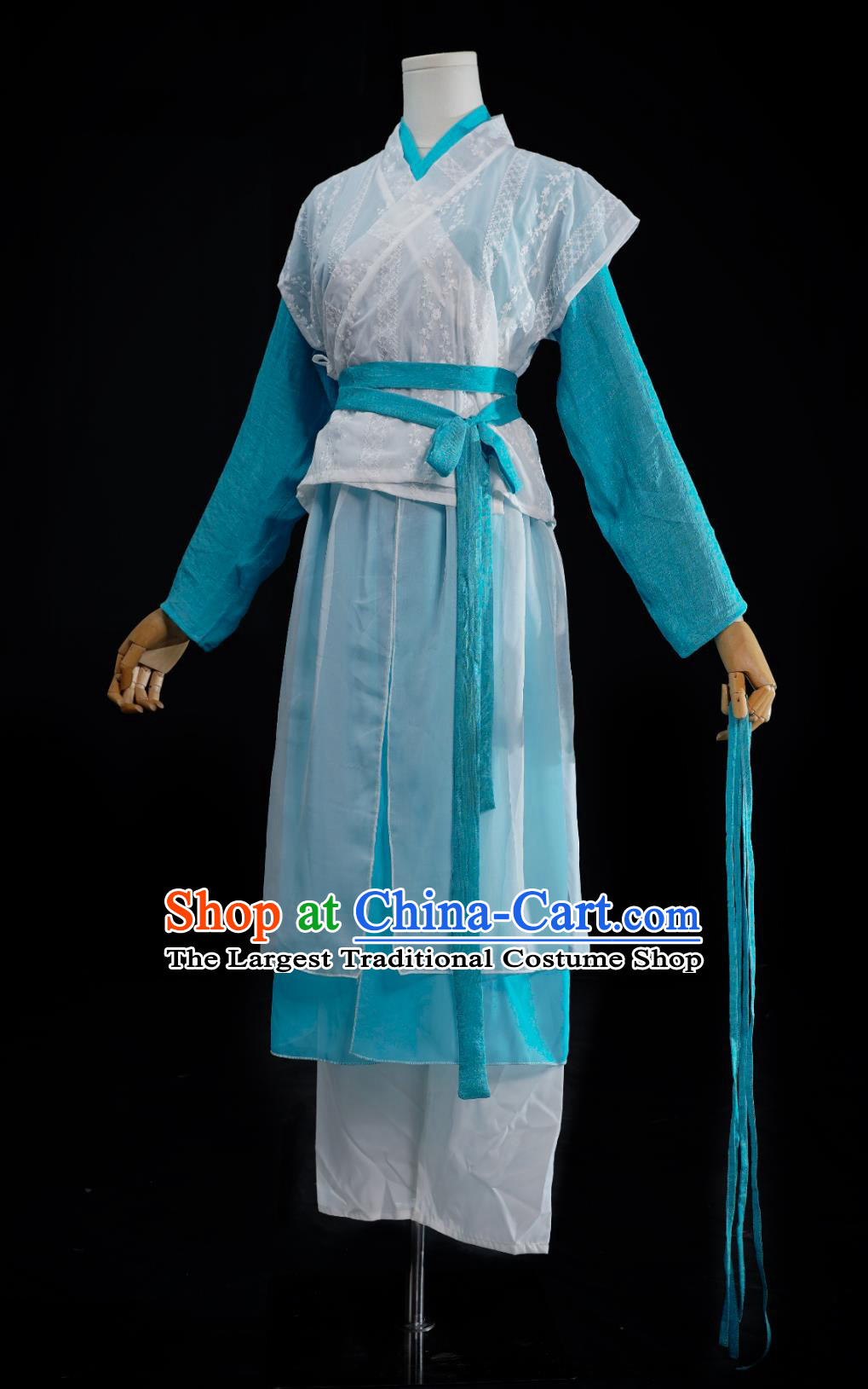 Chinese  TV Series The Legend of the Condor Heroes Huang Rong Replica Costume Ancient China Swordswoman Blue Dress Traditional Hanfu