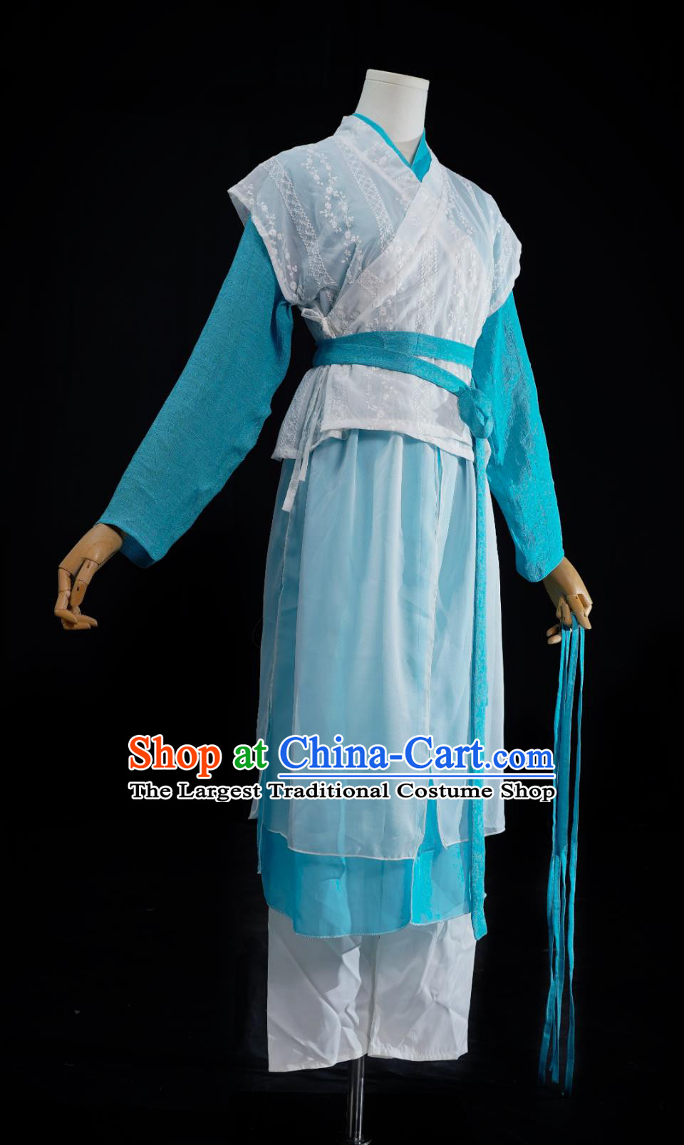 Chinese  TV Series The Legend of the Condor Heroes Huang Rong Replica Costume Ancient China Swordswoman Blue Dress Traditional Hanfu