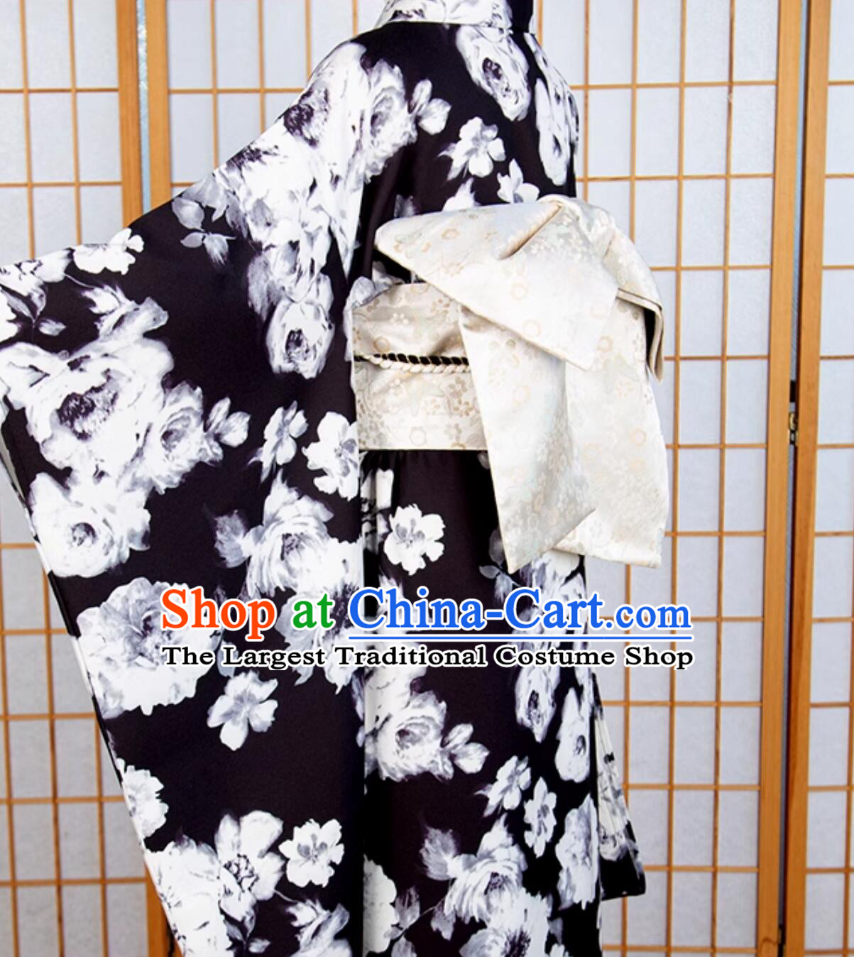 Handmade Beige Brocade Broad Sash Traditional Japanese Obi Belt Japan Kimono Waistband