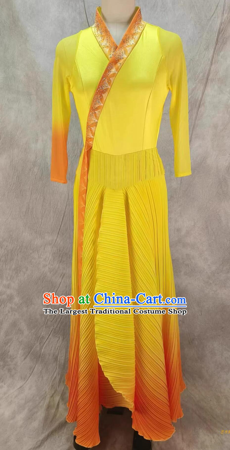 The Ginkgos in Autumn Women Group Dance Costume Chinese Classical Dance Dress