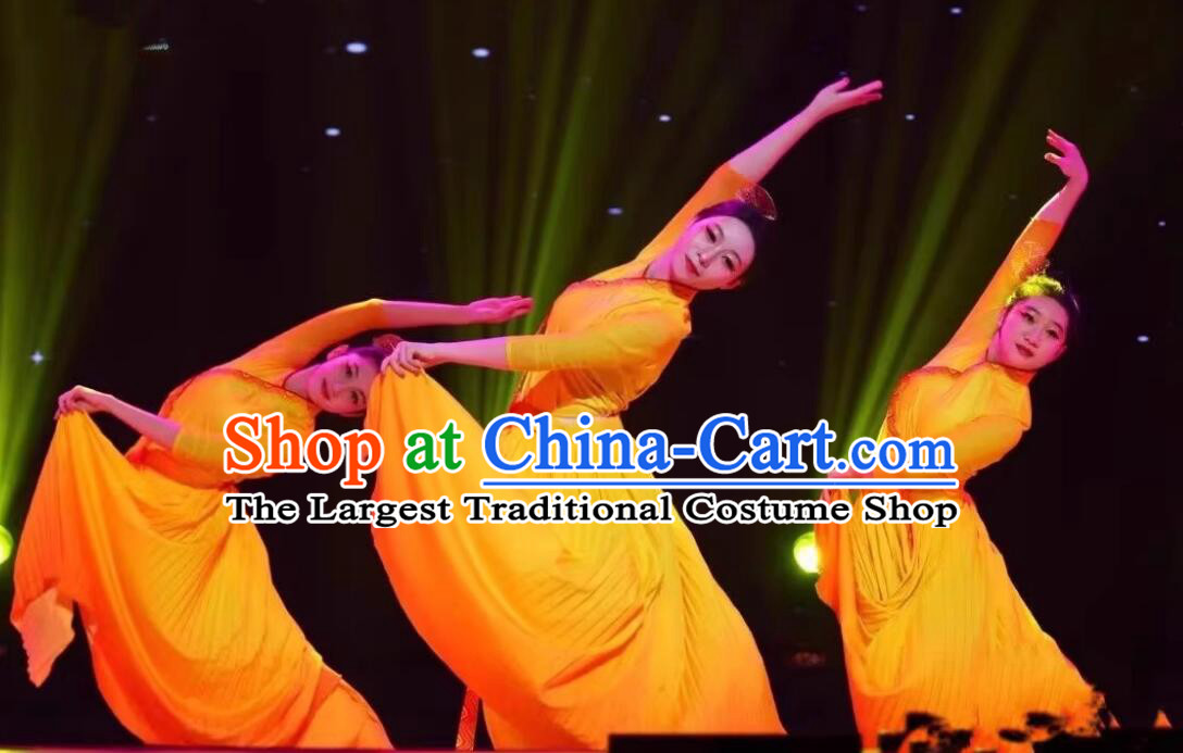 The Ginkgos in Autumn Women Group Dance Costume Chinese Classical Dance Dress