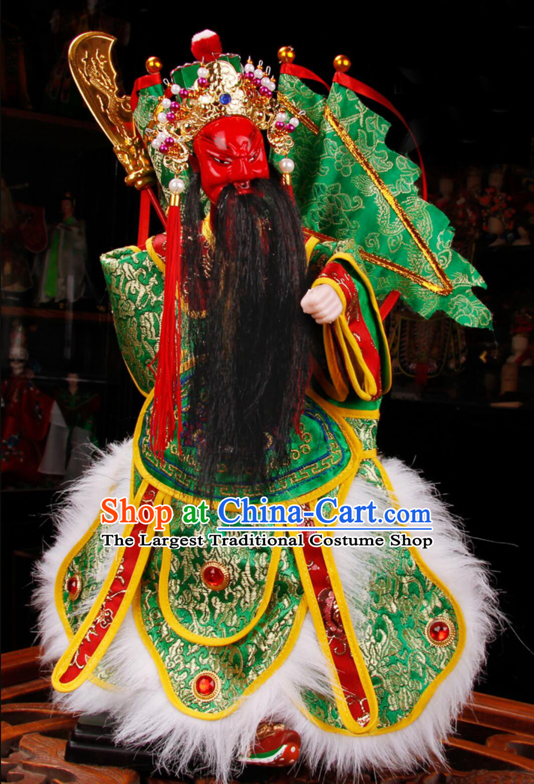 Traditional Chinese Peking Opera General Glove Puppet Guan Yu Hand Puppet Art Handmade Guan Gong Puppet