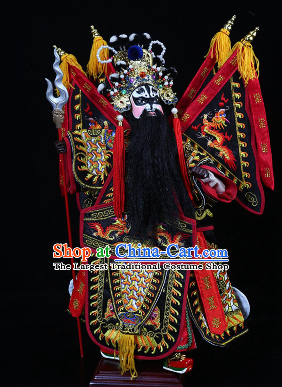 Handmade Zhang Fei Puppet Traditional Chinese Peking Opera General Glove Puppet Zhang Yi De Hand Puppet Art