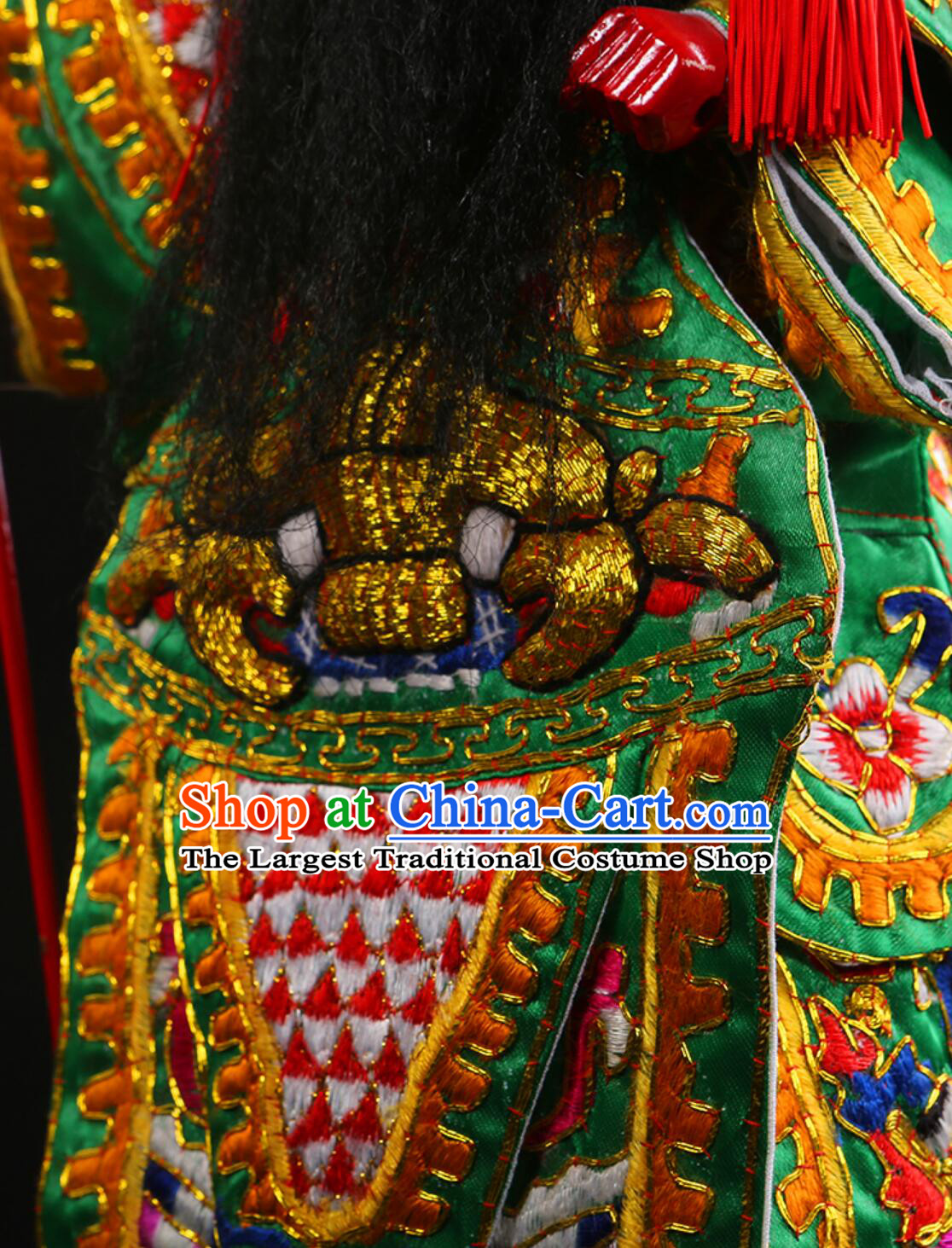 Traditional Chinese Peking Opera General Glove Puppet Military God of Wealth Guan Gong Hand Puppet Art Handmade Wood Carving Head Guan Yu Puppet