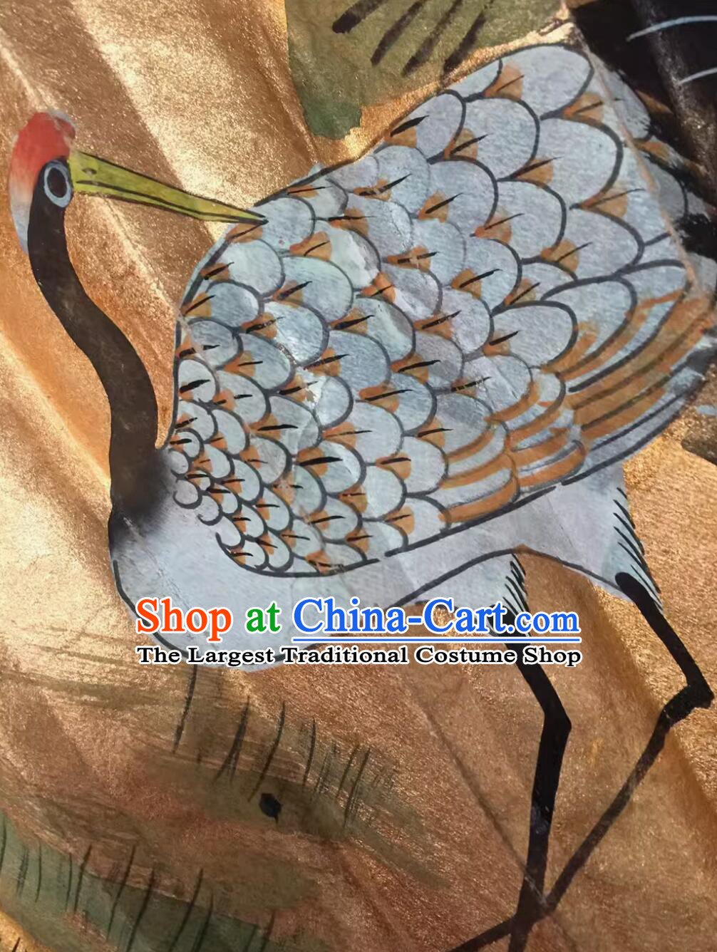 Japanese Wall Hanging Pine Crane Fan Large Decorative Second Hand Painting Fan Craft Stage Background Folding Fan