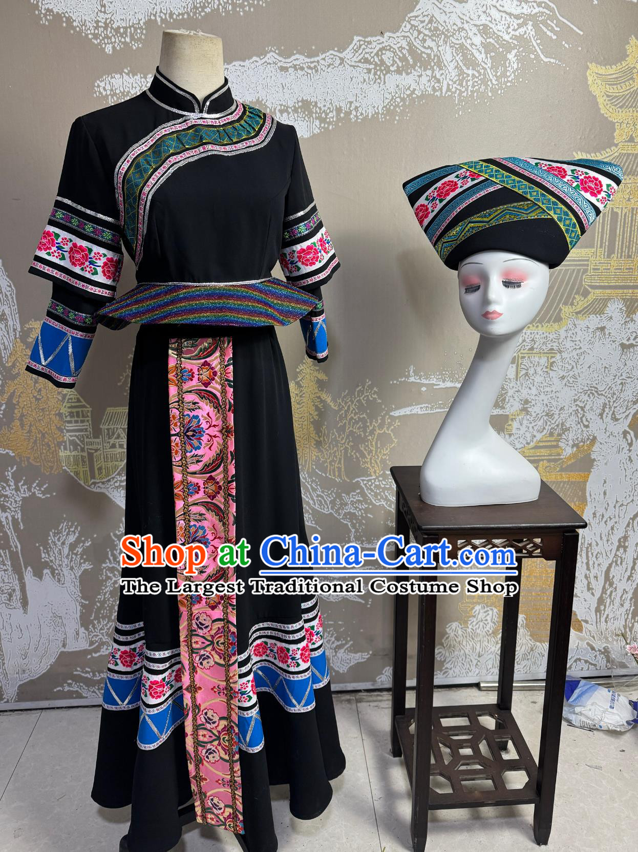 Ethnic Minority Miao Costume Zhuang Performance Costume Adult Women Dong Yao Tujia Ethnic Dance Costume