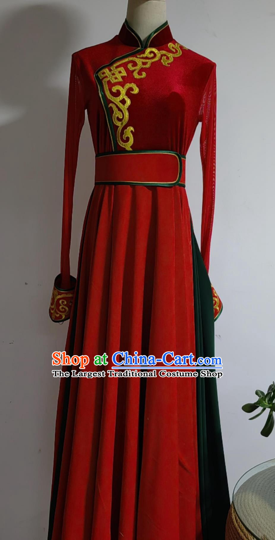 Red Dress Mongolian Dance Costume Ethnic Style Dance Costume Stage Performance Costume