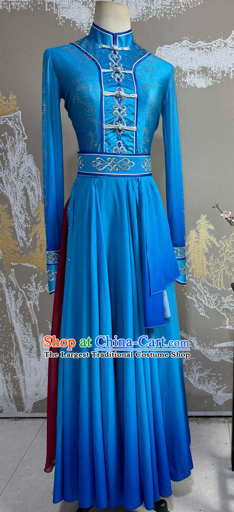 Mongolian Dance Costume Women Art Exam Ethnic Style Costume Classic Repertoire Mongolian Ethnic Costume Adult Square Dance Performance Long Dress