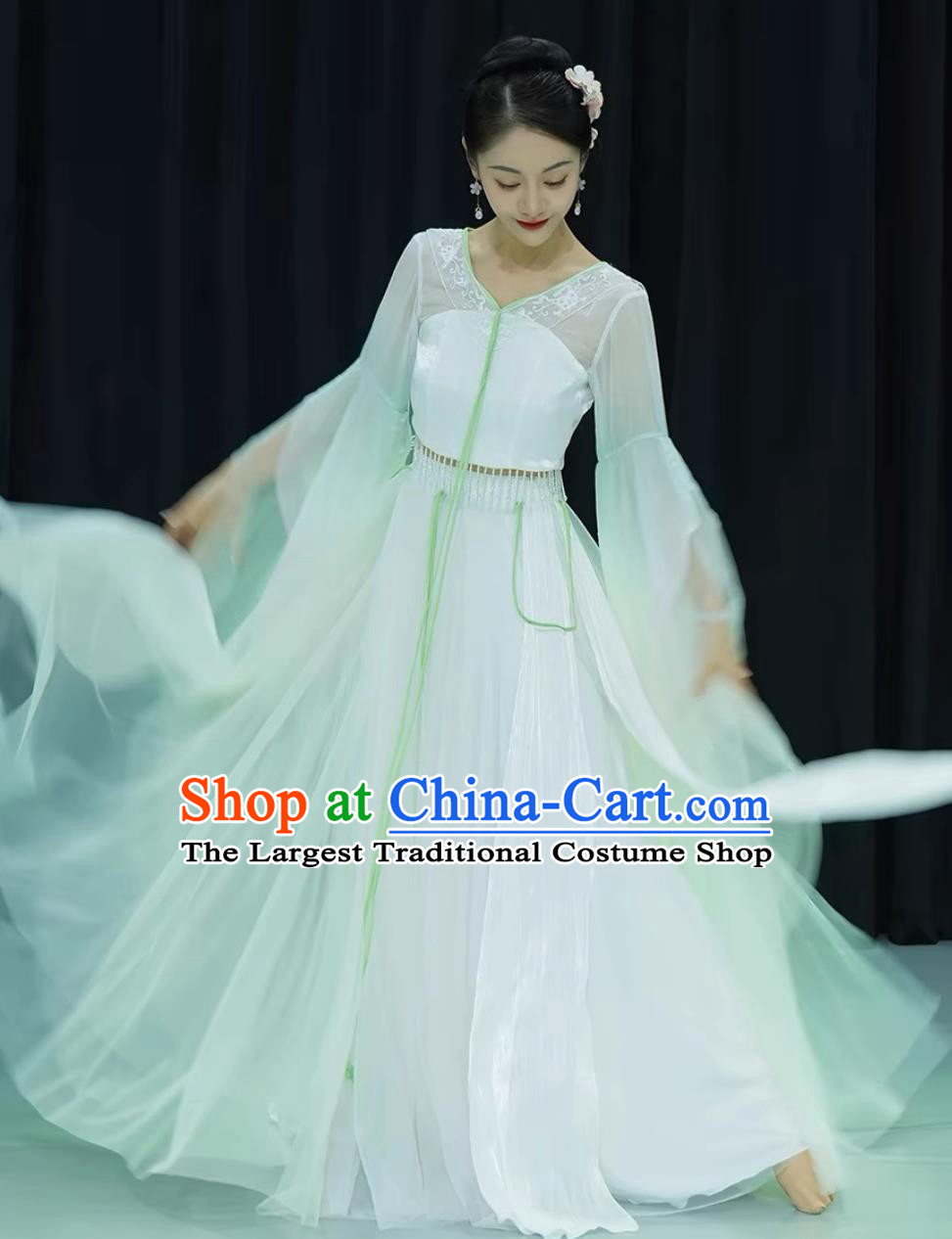 Ethereal Classical Dance Dress Celestial Azure Veins Land Of Etiquette Sifeng Hanfu Classical Dance Costume