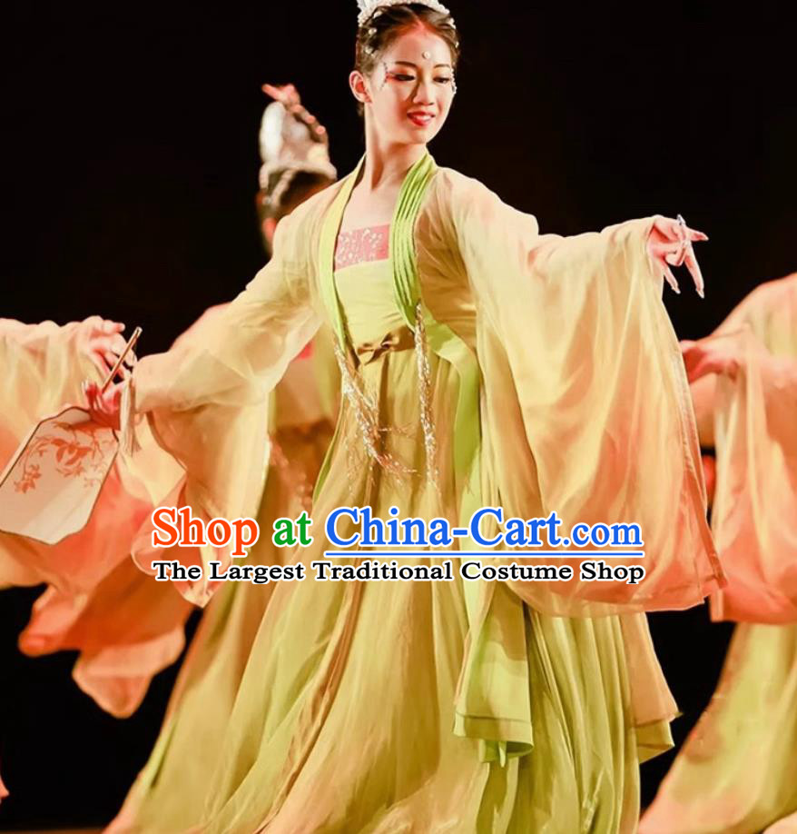 Moth And Snow Willow Classical Dance Chinese Style Han Tang Wide Sleeve Fairy Female Group Dance Performance Costume