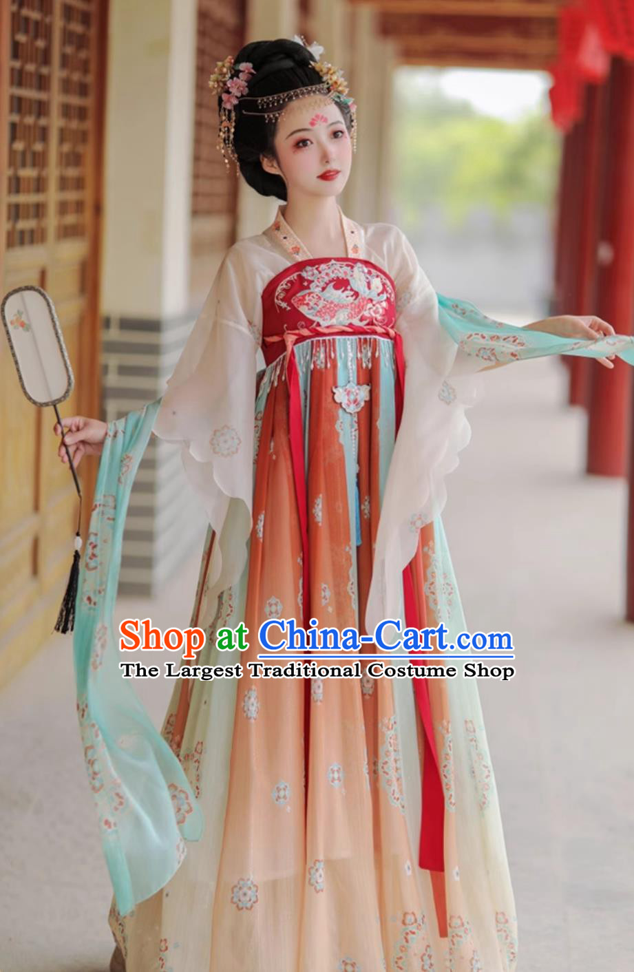 Hanfu Tang Dynasty One Piece High Waist Ruqun Chinese Hezi Dress Ancient Goddess Costume